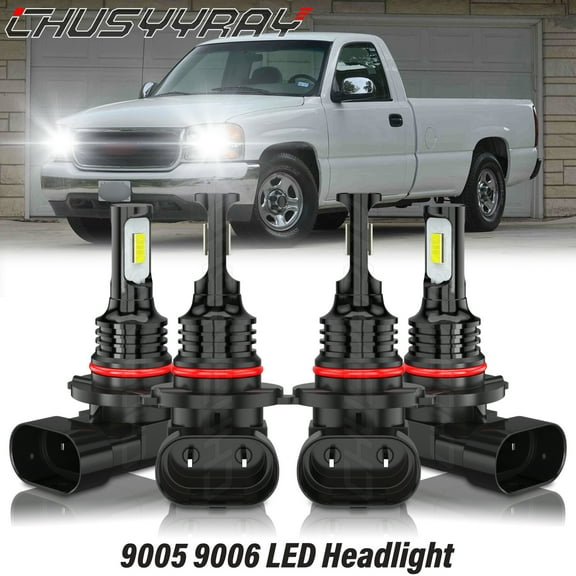 For Chevy C1500 1988-1996 1997 1998 1999 High Low Beam LED Headlight Bulbs Combo Kit 4X 6000K White