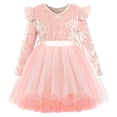 thumbnail image 4 of Lanbubble Toddler Girls Dresses Long Sleeve Velvet Tutu Dress Tulle Birthday Party Princess Dress for girl 1-6T, 4 of 7
