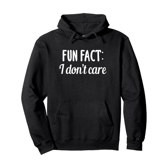 Funny Sarcastic "Fun Fact: I Don't Care" Hoodie - Black Hooded Sweatshirt with White Text, Unisex Casual Pullover for Men & Women, White Cursive Lettering, Durable Casual Attire, Perfect Gift for Sar