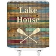 thumbnail image 2 of Rustic Lake Cabin Shower Curtain Relax Lake Rules Inspirational Quotes Vintage Wooden Board Barn Door Plank Farmhouse Country Lakeside Cottage Lodge Camping RV Decor Fabric Bathroom Curtain with Hook, 2 of 3
