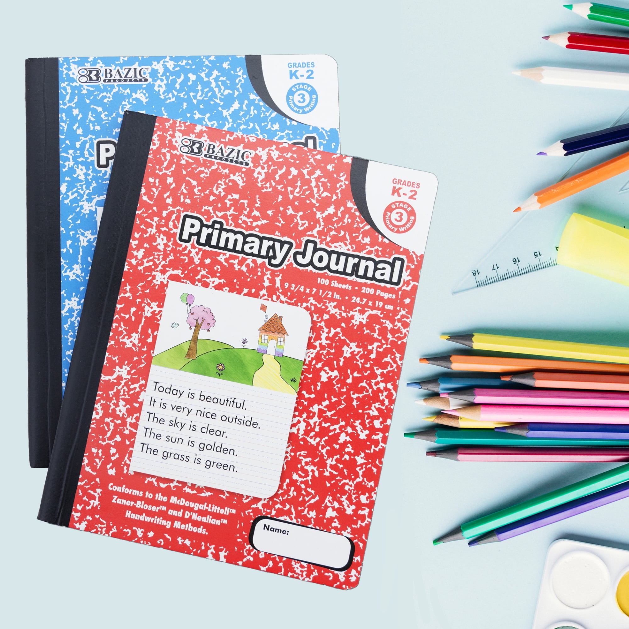 BAZIC Primary Journal Composition Book Marble, 100 Sheets, Grades K-2, 48-Pack