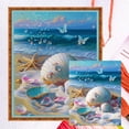 thumbnail image 3 of (11CTACC-298 40x50 blanco) hilo algodón ecológico bordado 11CT 3 hebras tela blanca 40*50cm kit serie paisaje punto cruz concha playa, 3 of 9