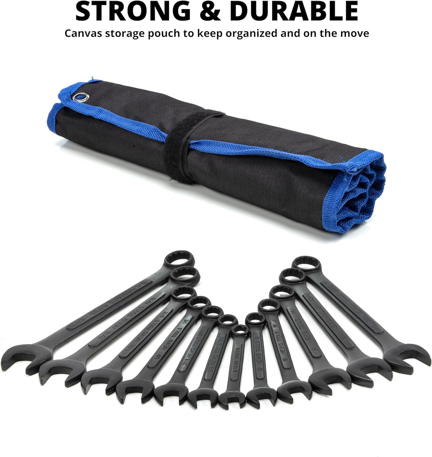 NEIKO 03582A Combination Wrench Set, 12 Pc Raised Panel Combo Wrenches Set, Metric and Standard, Black Oxide Drop Forged Carbon Steel, Mechanic Open End Wrench Set, Small Box End Wrench Set SAE & MM
