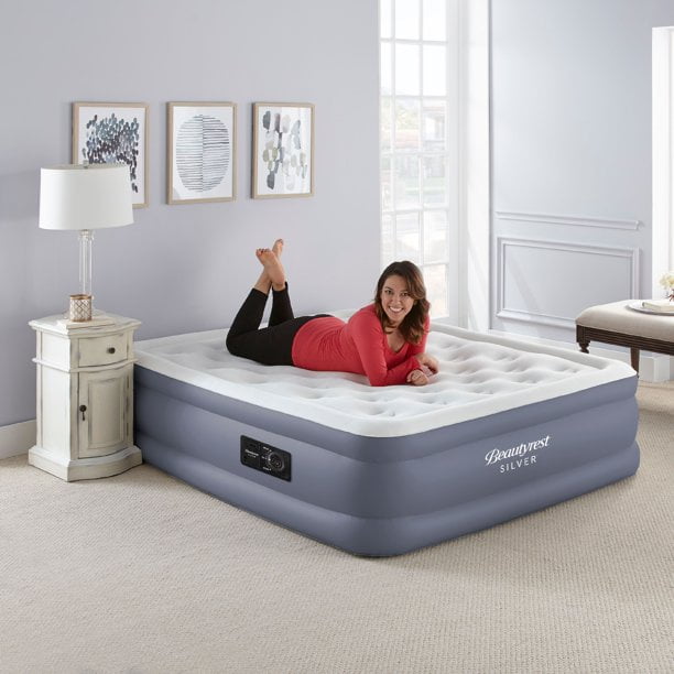 Beautyrest Silver Pillowtop Sensalux Air Mattress With Pump Queen Walmart Com Walmart Com