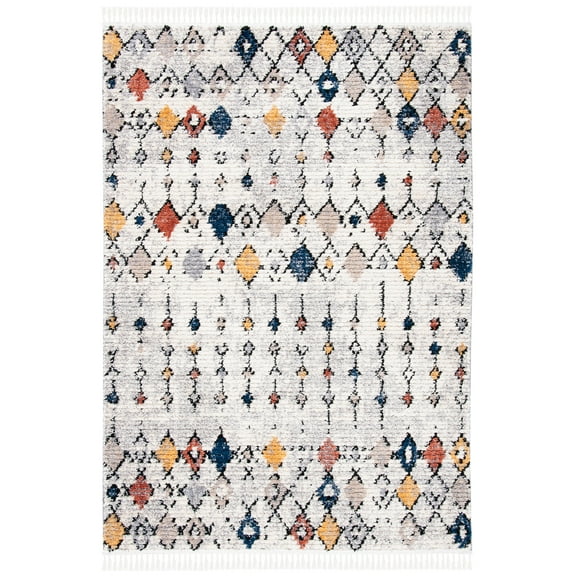 SAFAVIEH Morocco Tashi Geometric Polyester Area Rug, Grey/Gold, 4' x 6'