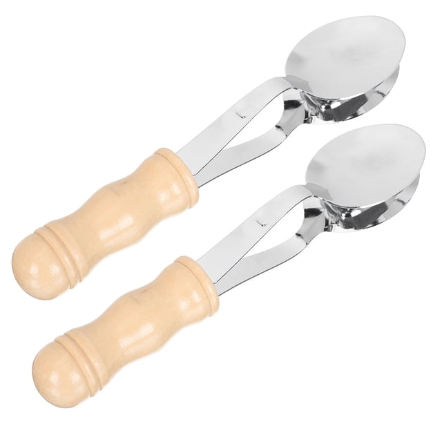 Phenofice 2Pcs Stainless Steel Music Spoons Instruments Spoon-shaped Rhythmic Sound Production for Families