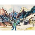 thumbnail image 3 of Ernst Ludwig Kirchner 14x11 Black Modern Framed Museum Art Print Titled - View of Davos (Landscape at Davos in Winter) (1925), 3 of 5