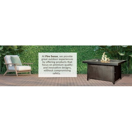 Fire Sense - Weyland Rectangular Aluminum LPG Fire Pit - Antique Bronze