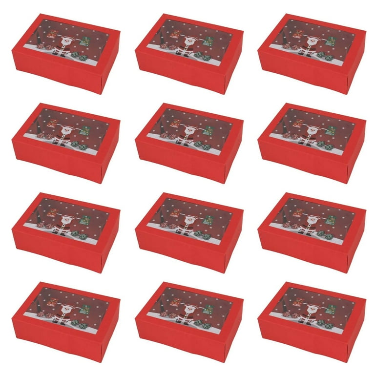 12 Pcs Christmas Cookie Box with Window Holiday Baking Pastry Treat Boxes  Container for Gifts Giving Party Supplies 