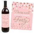 thumbnail image 3 of Big Dot of Happiness 40th Pink Rose Gold Birthday Party Decorations for Women and Men Wine Bottle Label Stickers 4 Ct, 3 of 8