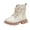 Beige, variant on Babcutegg Girls Short Leather Boots Lace Up Adjustable Strap Low Heel Round Toe Shoes Fall Winter Casual Martin Boots Black Size 11.5 Little Kid