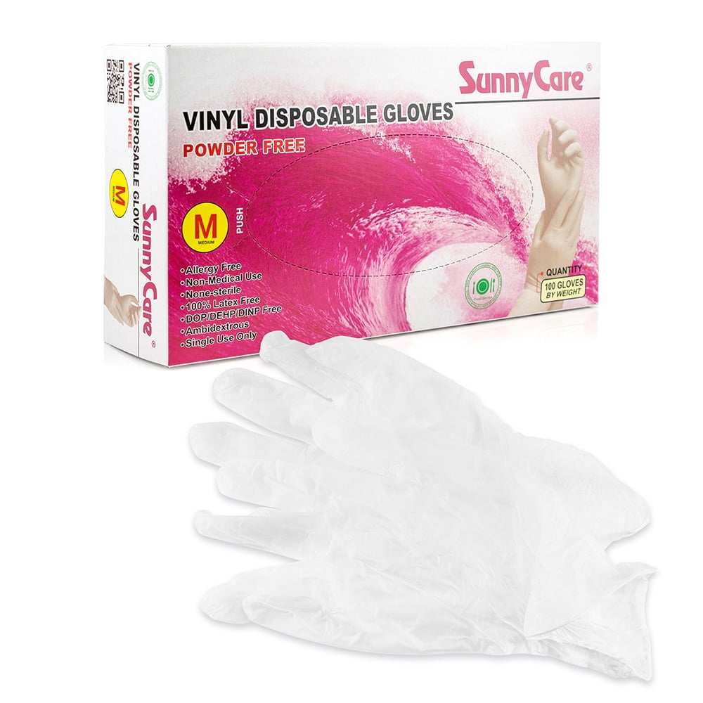 Latex Free Disposable Vinyl Gloves Packs of 100 Gloves Medium