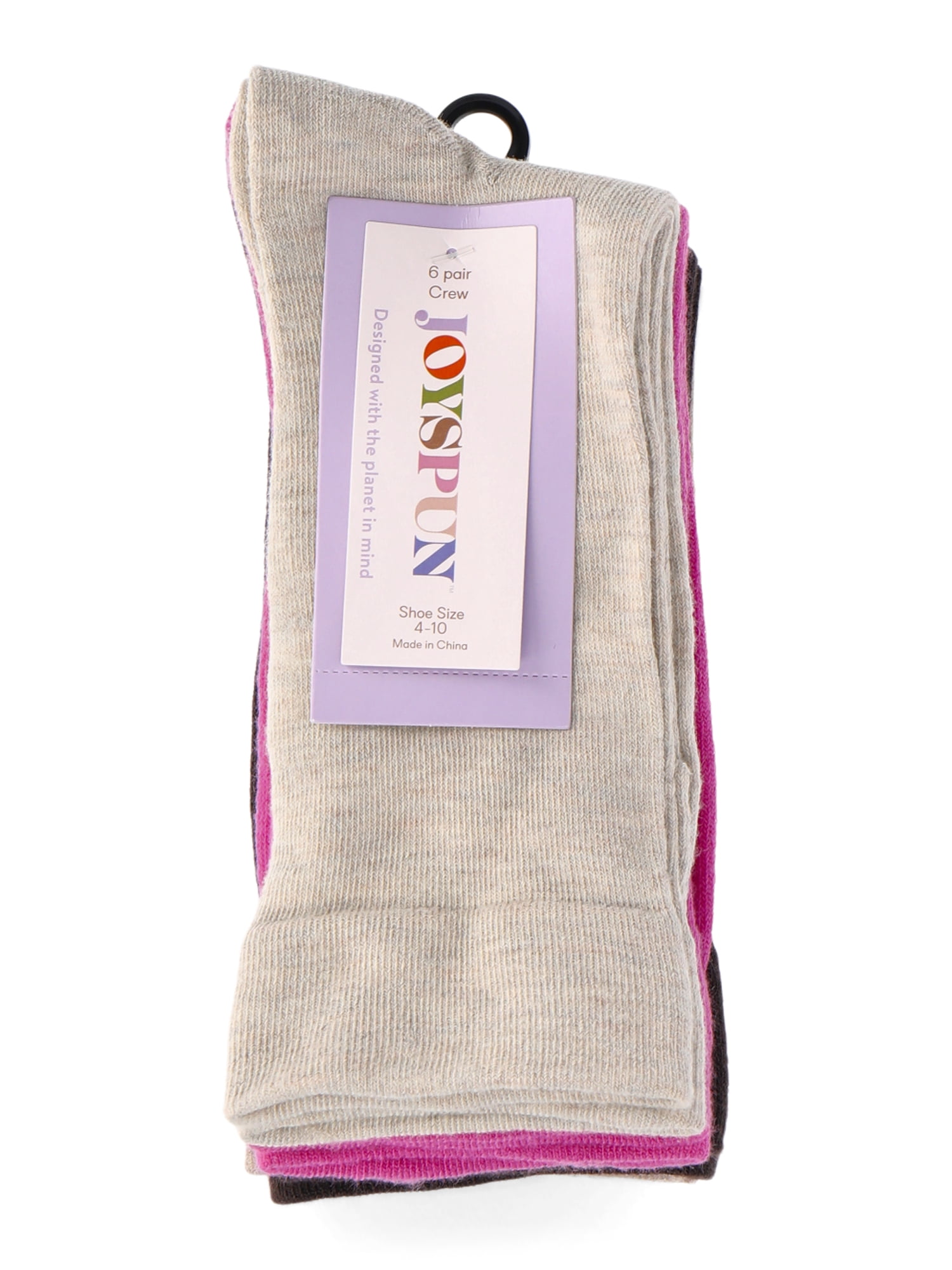 Joyspun Women's Essentials Crew Dress Socks, 6-Pack, Fits Shoe Sizes 4-10