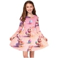 thumbnail image 2 of Girls Easter Dress Long Sleeve Bunny Print Pink Easter Spring Casual Church Dress Ages 4-14,Size 9-10 T, 2 of 7