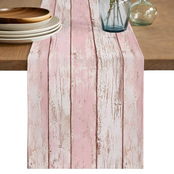 Table Runners 70 Inches Long Dress Scarves, Pink Wooden Plank Farmhouse Coffee/Dining/Kitchen Table Decor, Holiday Table Runner, Farmhouse Country Wood Board Vintage 13x70 Inch