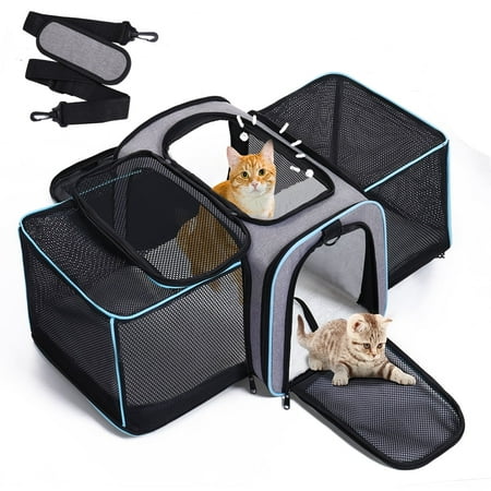 Expandable Pet Cat Carrier Collapsible Soft Carrier Bag w/ Adjustable Shoulder Strap  Airline-Approved Cat Carrier
