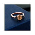 thumbnail image 3 of Gem Stone King 1.97 Ct Oval Brown Tiger Eye Black Onyx 18K Rose Gold Plated Silver Ring, 3 of 4