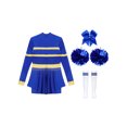 thumbnail image 4 of Aislor Tenues de Cheerleading pour Filles Enfants Costume de Cosplay Chef de Cheer Halloween Robe de Fête Rave Danse Justaucorps Bleu Royal A 12, 4 of 7