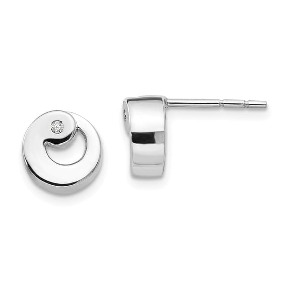 Sterling Silver White Ice .02ct. Diamond Earrings - .02 dwt - Measures 7x9mm Wide