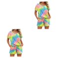thumbnail image 3 of Sonducket Conjunto de 2 piezas de camiseta para mujer, pantalones cortos, Top deportivo, pantalones cortos, traje de moda de piezas, traje de Color mixto L 2Conjunto, 3 of 6