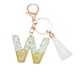 thumbnail image 2 of pstuiky Llavero con colgante de letra y borla blanca, colgante de cristal, llavero de moda para bolso, 2 of 2