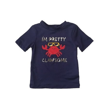 

Cat & Jack Infant & Toddler Boys Blue Crab Rash Guard Swim Shirt 12 Months