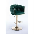 thumbnail image 4 of Set of 2 Bar Stools,with Chrome Footrest and Base Swivel Height Adjustable Mechanical Lifting Velvet + Golden Leg Simple Bar Stoo,Green, 4 of 9