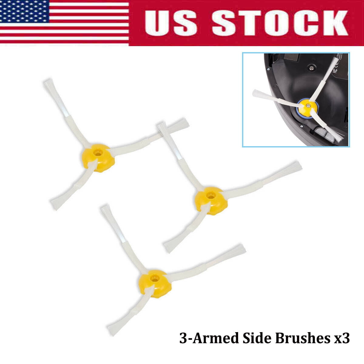 New USA 3pcs 3-Arm Side Brush for iRobot Roomba 500 600 700 Series 760 761 770 