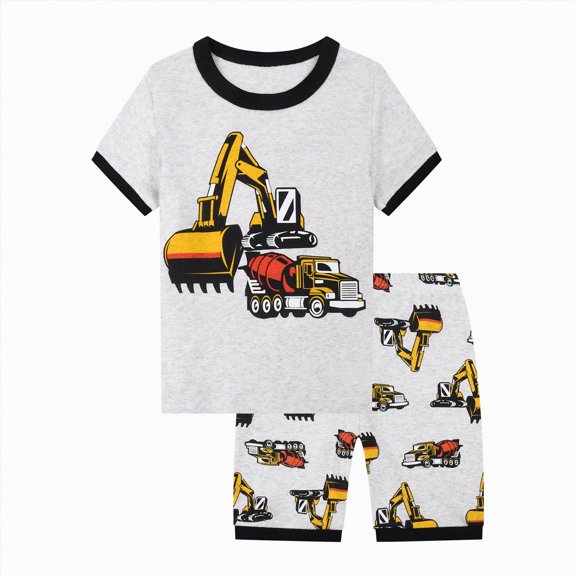 Xudanell Infant Toddler Baby Boy Summer Clothes 6 12 18 Months 2T 3T 4T 5T Boys Outfits Short Sleeve T-shirts and Shorts Dinosaur Shorts Set (Black,5-6 Years)