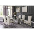 thumbnail image 2 of Clear Glass Dining Set with Table and 6 Cream Velvet Chairs, 2 of 2