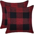 thumbnail image 4 of Hongan Paquete de 4 Fundas de Almohada Navideñas con Estampado de Cuadros de Búfalo, Funda de Cojín Decorativa de Poliéster para Decoración Del Hogar de Granja, Rojo y Negro, 18 "x 18", 4 of 10