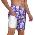 thumbnail image 2 of Balery Skull mushroom colorful Mens Swim Trunks Swim Shorts for Men Quick Dry Inseam Beach Shorts with Compression Liner Pocket-Small, 2 of 9