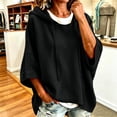 thumbnail image 2 of Women’s Batwing Sleeve Hoodie Fall Mid Sleeve Loose Hooded Sweatshirt Oversized Sports Casual Pullover Tops, 2 of 9