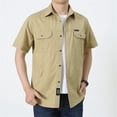 thumbnail image 3 of Migroa Mens Short Sleeve Button Down Shirts Work Casual Button up Relaxed Fit Summer Shirt with Two Pockets Khaki 4Xl, 3 of 4