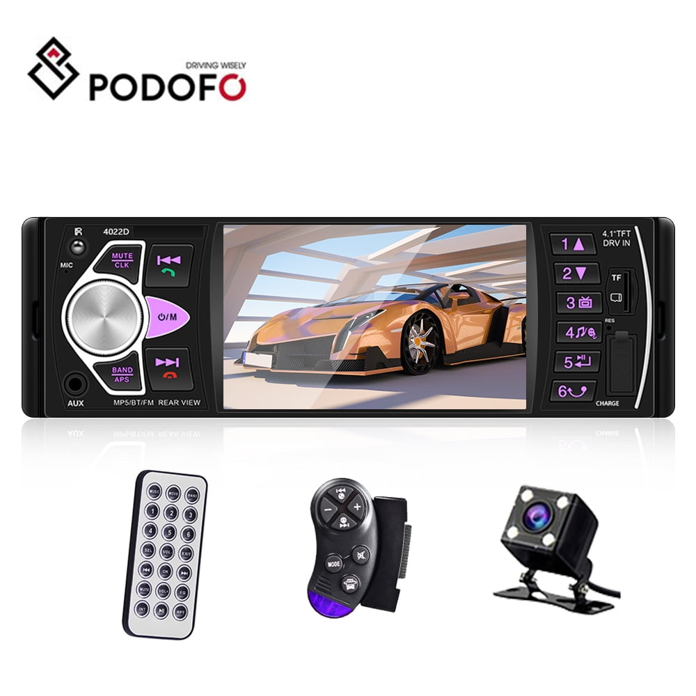 browser protektor tromme Podofo Single Din 4.1'' Car Stereo Bluetooth FM Car Radio Receiver Car MP5  Player USB Aux in TF Card SWC with 4 LED Rear View Camera - Walmart.com