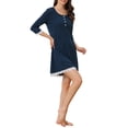 thumbnail image 2 of INSPIRAR CHIC Pijamas de mujer con manga 3/4 y borde de encaje, camisón de lactancia, camisetas de maternidad, ropa de estar en casa, azul M, 2 of 6