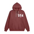 thumbnail image 3 of MHFRRA Sudadera con Capucha y Media Cremallera Estampada, Ligera, Informal, con Bolsillo Frontal Tipo Cangurera para Mayor Comodidad Diaria Rojo ladrillo, 3 of 3