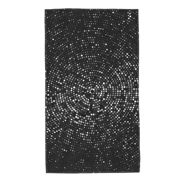 Fotbe Black And White Dotted Toalla Premium con Patrón, Toalla de Microfibra de Secado Rápido, Ligera y Altamente Absorbente (27.5x16in), Ideal para Uso Diario