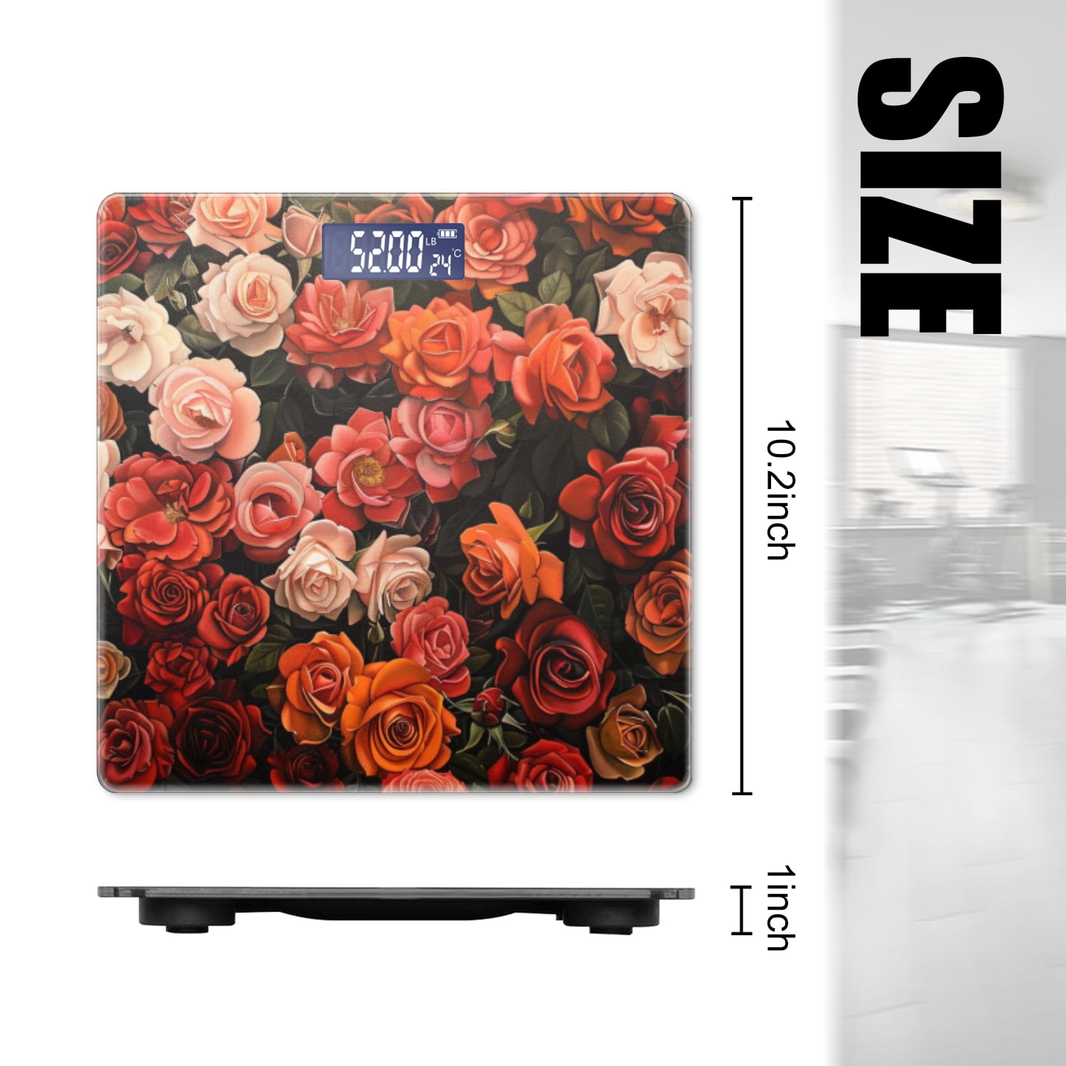 High Precision Body Weight Scale Smart Bathroom Scales with Large LCD Display(400lbs),Decorative for Bedroom-Large Painting Of Roses In Various Shades And Shapes