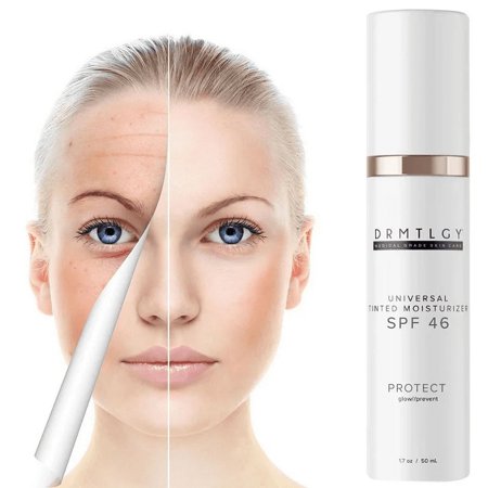 DRMTLGY Anti-Aging Tinted Moisturizer SPF 46 – Sheer Face Sunscreen & Lightweight Makeup with Broad Spectrum UV Protection – Hydrating Skin Care & Face Moisturizer – FSA HSA Eligible (1.7 oz)