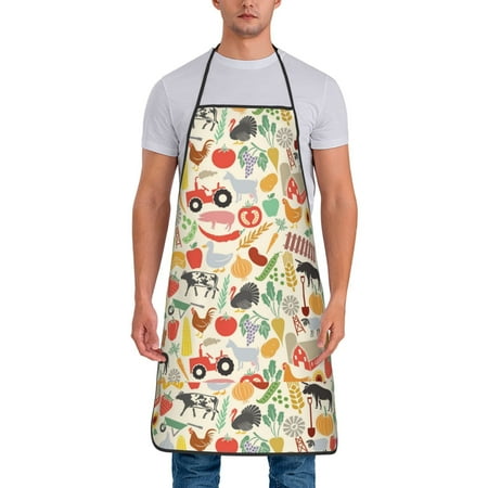 

Zeuib Farm Print Unisex Waterproof Aprons Cooking Aprons for Kitchen Gardening and Salon Water & Oil Resistant