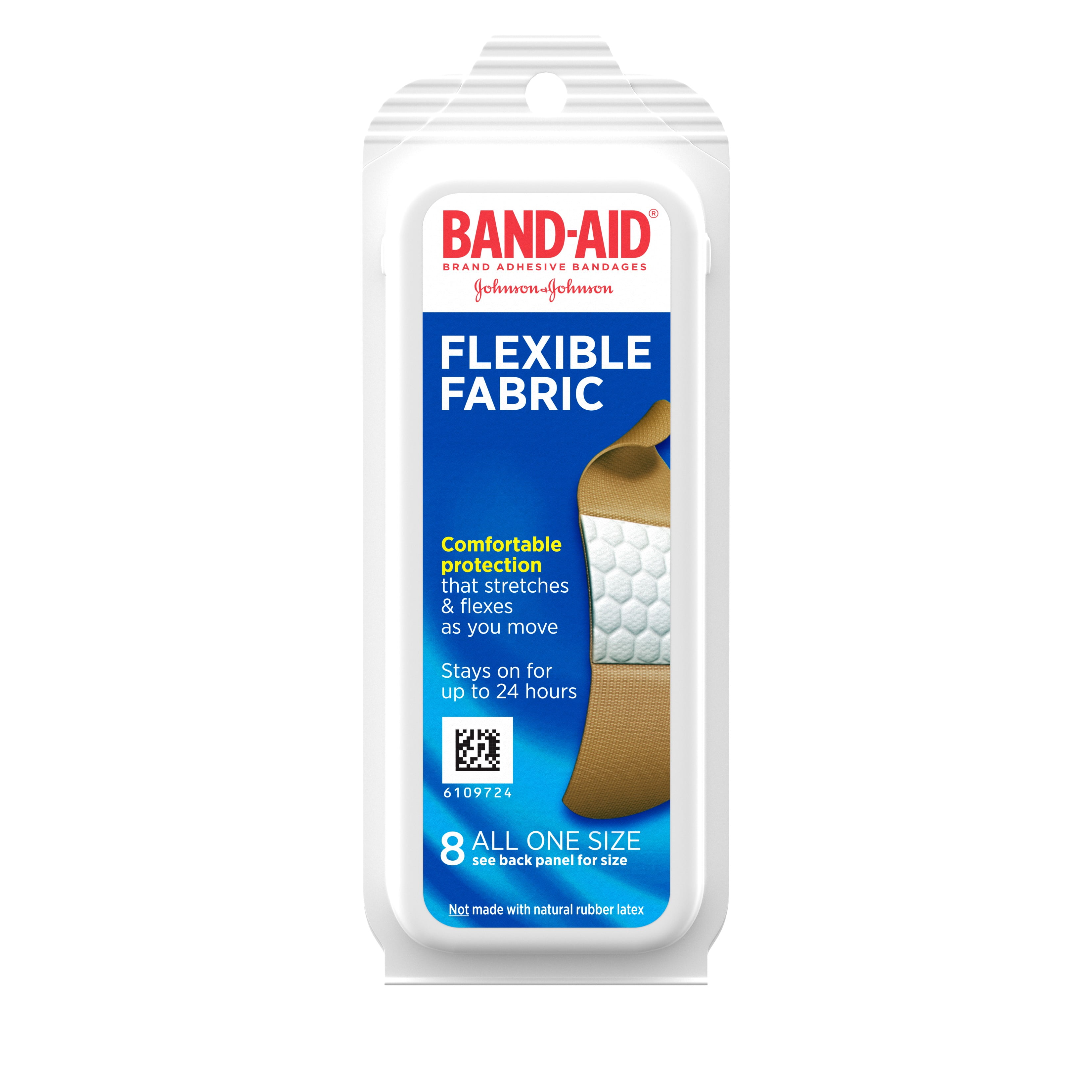 Band-Aid Brand Flexible Fabric Adhesive Bandages, All One Size, 8 ct (Pack of 2)
