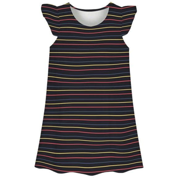 WOYY Toddler Girls Nightdress Cute Striped Nightgown Ruffle Sleeve Sleepwear, Sizes 3-10