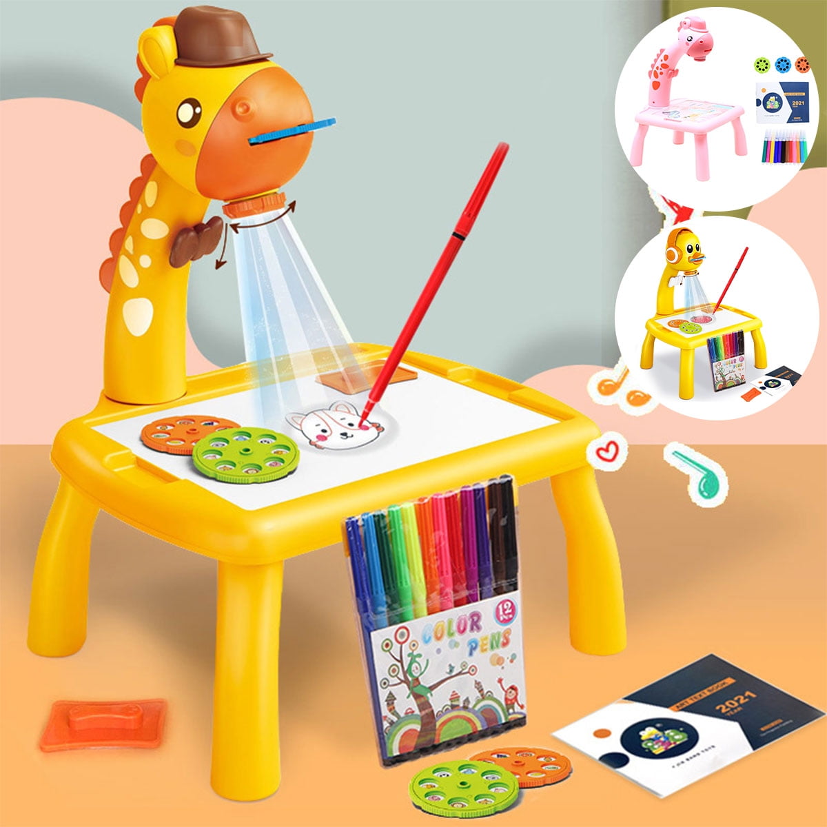 Niyofa Kids Drawing Projector Table with 12 Pens 24 Patterns,Childrens  Projector Painting Board Set for Tracing, Children's Trace and Draw  Projector Toy for Early ​Learning Art for 2+ Kids Clearance 
