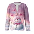 thumbnail image 4 of Women's Fashion Christmas Printed Long Sleeve Knitted Cardigan Button Down Jacket for Holiday Casual Wear and Festive Style,Pink,S, 4 of 7