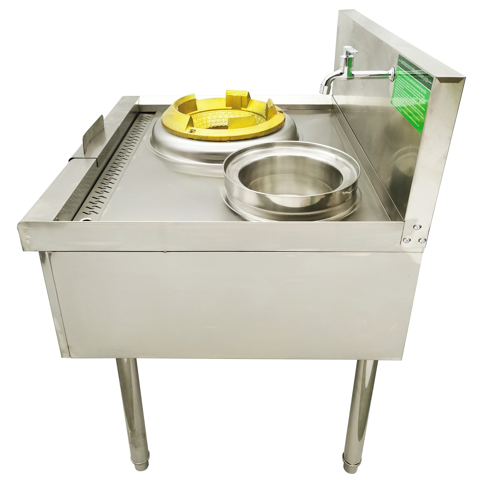 15.4" LPG Natural Gas Stove Chamber Single Burner Commercial with Baffle and Water Basin 110V