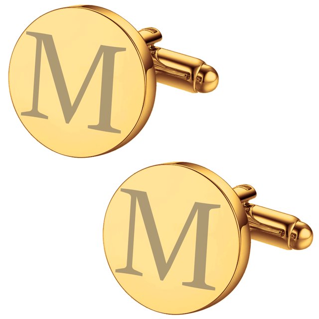 BodyJ4You 2PC Cufflinks Engraved Personalized Initials Letter M Formal Button Shirt Gift Box Set
