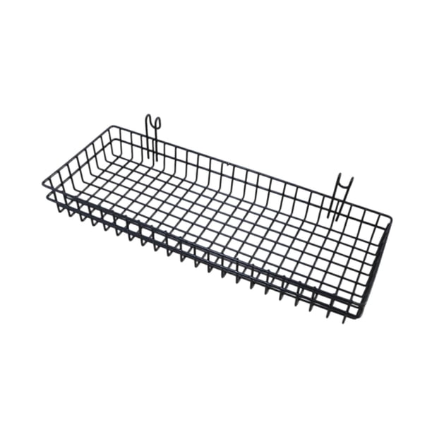 Cesta colgante de alambre, organizador de pared, decoración rústica de granja, multifuncional negro