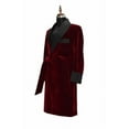thumbnail image 3 of Mens Long Maroon Velvet Dressing Gown – Luxurious Robe for Ultimate Comfort and Style, 3 of 5
