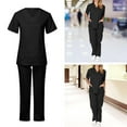 thumbnail image 4 of Uniforme de trabajo Zulema Uniforme de enfermería con cuello en V Negro L, 4 of 7